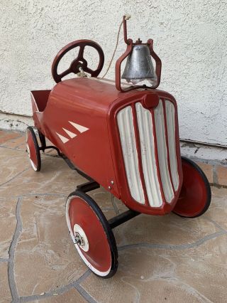 Rare ANTIQUE PEDAL CAR HOT ROD FORD Firetruck Patina Vintage 1934 1935 2