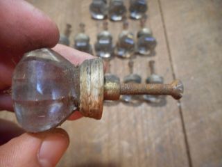 L4073 - 13 Glass Cabinet Knobs Drawer Pulls Old Antique Farmhouse Salvage 4