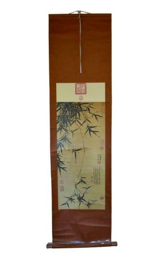 Vintage Chinese Large Scroll " Bamboo " By Wang Fu