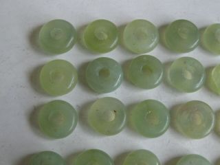 25 Fine Old Antique Chinese Carved Celadon Jade Necklace Amulet Beads Discs 2 2