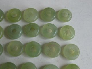 25 Fine Old Antique Chinese Carved Celadon Jade Necklace Amulet Beads Discs 2 3