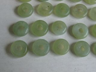 25 Fine Old Antique Chinese Carved Celadon Jade Necklace Amulet Beads Discs 2 4