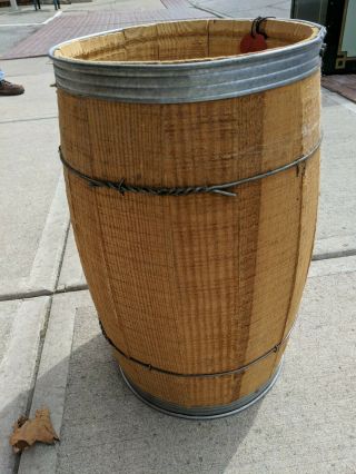 Vintage 18 " X12 " Primitive Wood Nail Keg Crate Barrel Rustic Farm General Store