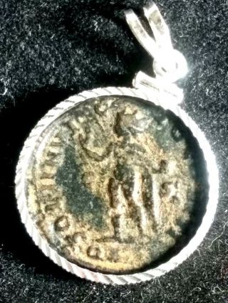 Constantine Great Sol Authentic Ancient Roman Sandy Coin Sterling Silver Pendant 2