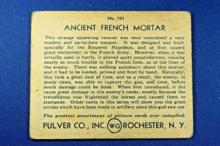 1935 Pulver Picture Card 101 Ancient French Mortar - 2