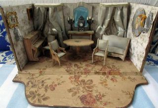 Antique Gottschalk for French Market Miniature Dollhouse Parlor Room Box 10