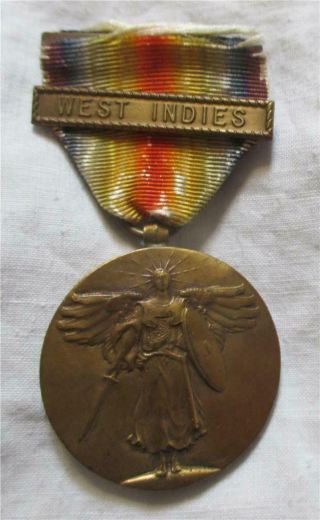 Wwi United States Navy Victory Medal With West Indies Clasp - Bar