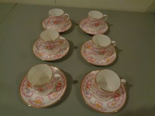 Vintage Royal Stafford Set Of 6 Bone China Tea/coffee Cup & Saucer - England