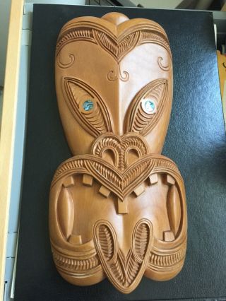 Maori Mask Made Of Ancient Kauri 12 " X 6 " - 50,  000 Year Old Wood