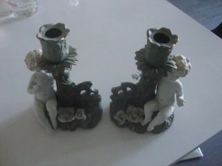 Antique Germany Porcelain Figurine Nude Cherubs Candelabra
