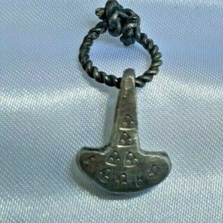 Rare Norse Ancient Viking Silver Thors Hammer Mjolnir Amulet Pendant