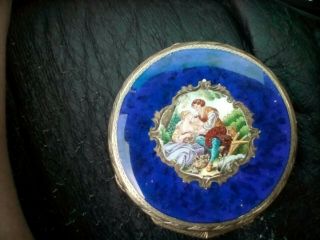 Antique Hand Painted Ladies Compact