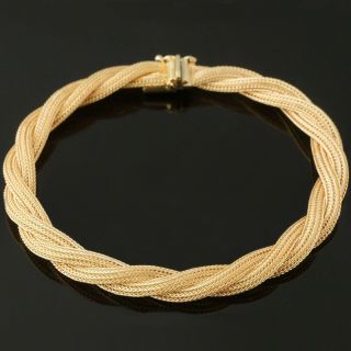 Italian Solid 14k Yellow Gold,  Twisted Cable,  Mesh Rope,  Estate Bracelet,  Nr
