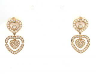 Chopard Happy Amore 18k Rose Gold Floating Diamond Heart Earrings $14500