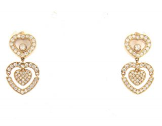 Chopard Happy Amore 18k Rose Gold Floating Diamond Heart Earrings $14500 2