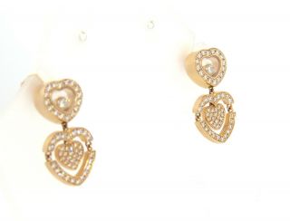 Chopard Happy Amore 18k Rose Gold Floating Diamond Heart Earrings $14500 3
