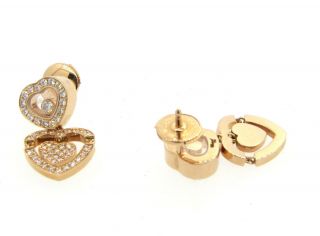Chopard Happy Amore 18k Rose Gold Floating Diamond Heart Earrings $14500 4