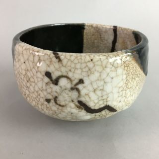 Japanese Ceramic Tea Ceremony Bowl Vtg Pottery Black Oribe Ware Chawan Gtb503