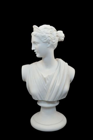 Artemis Diana Alabaster Sculpture Statue Big Bust Ancient Greek Goddess Of Hunt