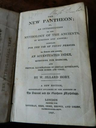 1827 THE PANTHEON INTRODUCTION TO MYTHOLOGY OF THE ANCIENTS BY HORT MYTHS 3