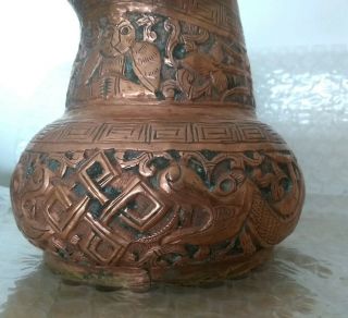 Antique Sino - Tibet Copper Repousse Vessel 3