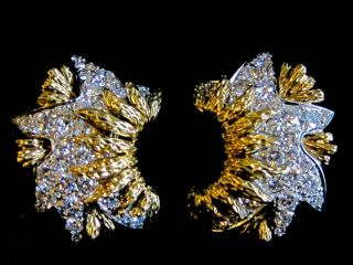 Rare Vintage Andre Vassort 18k Gold Platinum 2 Ct Diamond Earrings Paris France