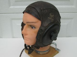 Us Army Air Force A - 11 Leather Flight Helmet With Anb - H - 1 Receivers