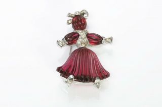 Trifari By Alfred Philippe 1940’s Red Glass Rag Doll Brooch
