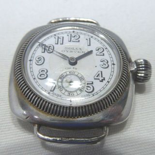 A Good Vintage Sterling Silver,  Cushion Shaped Rolex Oyster.  Glasgow 1927.