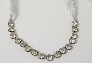 Georgian Olivia Collings Silver Sterling Glass Paste Riviere Necklace