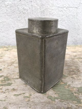 Antique Chinese Export Pewter Tea Caddy Small