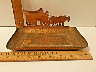 Antique Cowboy Western Theme Tooled Copper Tray Theme Tray