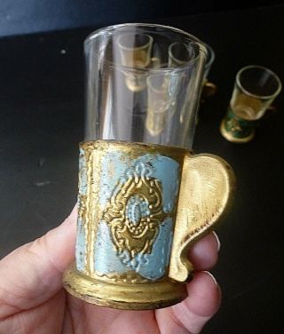 Vintage Florentine Italy Toleware Glasses Cups Set Of 5