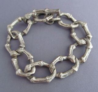 Heavy 1996 Tiffany & Co.  Sterling Chunky Bamboo Link Toggle Bracelet 8 " 60.  2g