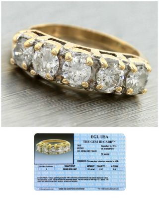 $2,  060 Ladies Antique 14k Yellow Gold 1.  21ctw Diamond Wedding Band Ring Egl Usa