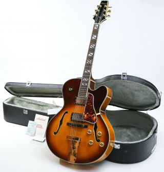 Aria Fa70 - Vs Hollow Body Jazz Guitar Vintage Sunburst & Hard Case