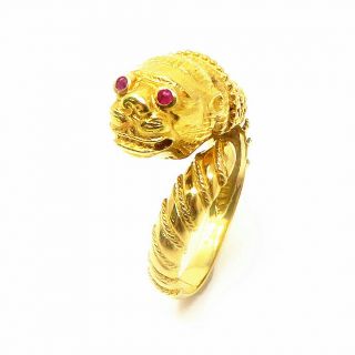 Nyjewel Ilias Lalaounis 18k Yellow Gold Chimera Dragon Ruby Ring