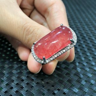 Rare Collectible Chinese Handwork S925 Silver & Red Jadeite Jade No.  8 - 12 Ring 2