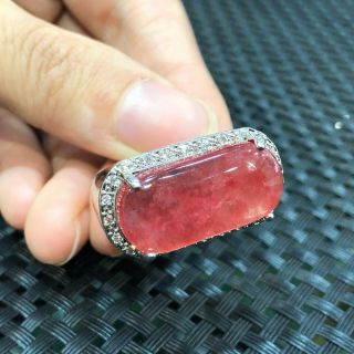 Rare Collectible Chinese Handwork S925 Silver & Red Jadeite Jade No.  8 - 12 Ring 5