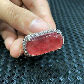 Rare Collectible Chinese Handwork S925 Silver & Red Jadeite Jade No.  8 - 12 Ring 7