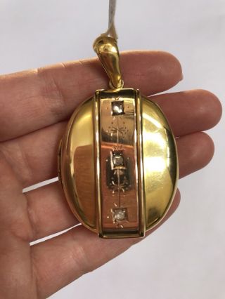 An Antique Late Victorian Bi - Colored Gold And Diamond Locket Circa 1890