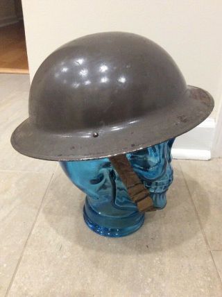 World War WWII WW2 British Brodie Steel Helmet I 1939 R.  O.  Co Chinstrap Liner 2