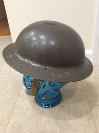 World War WWII WW2 British Brodie Steel Helmet I 1939 R.  O.  Co Chinstrap Liner 4