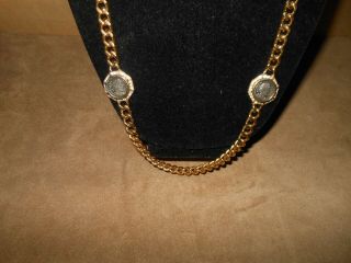 Vintage Ciner 18K Gold Plated Crystal Rhinestone Ancient Roman Coin Necklace 2
