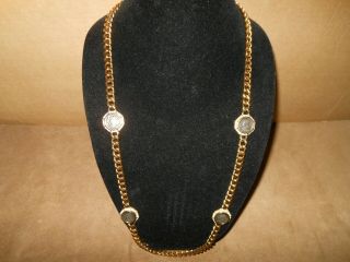 Vintage Ciner 18K Gold Plated Crystal Rhinestone Ancient Roman Coin Necklace 3