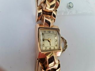 18k Gold Mid Century Vintage Stamped 750 Ladies Gold Watch 18k Gold Band 30 g 2