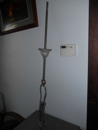 Antique Nickel Plated Brass Gas Hanging Ceiling Fixture -