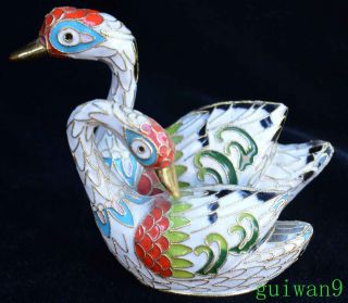 Old Chinese Cloisonne Carve Mandarin Duck Delicate Art Collectable Room Statue
