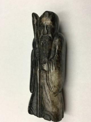 Antique Vintage Miniature Chinese Hardstone Soapstone Figure Deity God Immortal