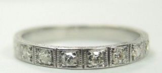Antique Vintage Art Deco Diamond Wedding Band Platinum Ring Sz 5.  75 Uk - L Egl Usa